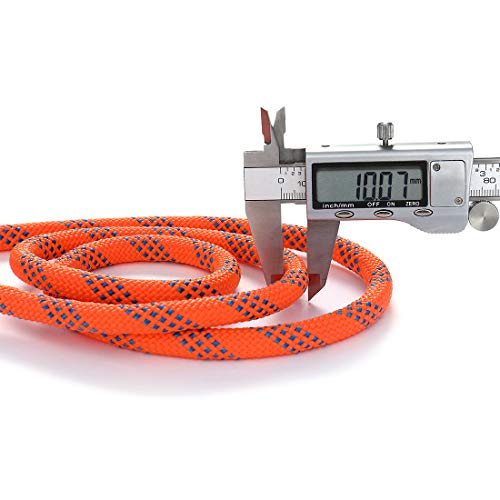 GINEE 10mm Static Outdoor Rock Climbing Rope with Carabiner 50FT Orange,Rescue Grappling Lifeline Escape Descender Abseiling Rope,Arborist Tree Climbing Gear with Safety Ropes,Magnet Fishing Rope - Thumbnail 3