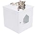 Internet's Best Decorative Cat House & Side Table - Cat Home Nightstand - Indoor Pet Crate - Litter Box Enclosure - Hooded Hidden Pet Box - Cats Furniture Cabinet - Kitty Washroom - White primary