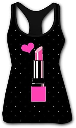 Pink Love Lipsticks Soft Tanks Girls Waistcoat Sleeveless Tee T Shirts for Woman L
