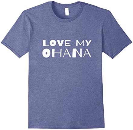 Mens Love My Ohana Shirt Hawaiian Family Hawaii Tee 2XL Heather Blue