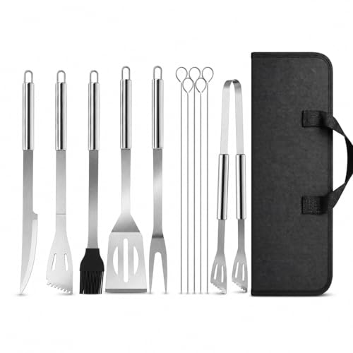 9-Piece Barbecue Tool Set Stainless Steel Barbecue Gloves Set of Tools Double Heat Resistant Oven Gloves for Barbecue Grilling Baking Fireplace