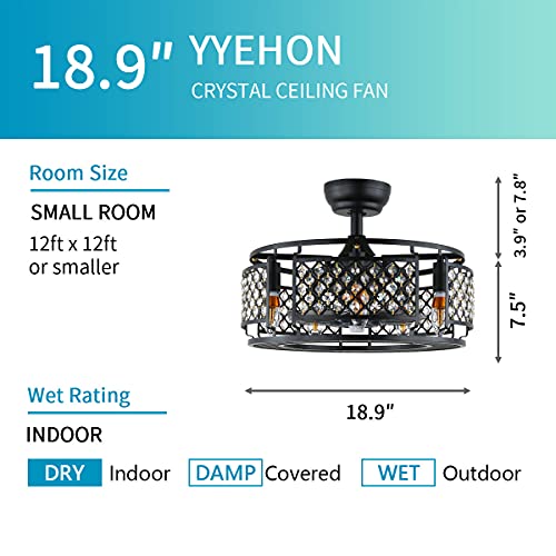 YYEHON Bladeless Ceiling Fan with Lights and Remote Control, Modern