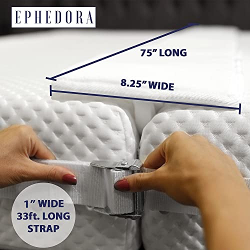 EPHEDORA 8" Wide Bed Bridge Twin (XL) to King Converter Kit Mattress