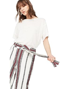 Mango Women's Trim Linen-Blend T-Shirt