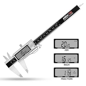 Image of AREWTEC Electronic Digital Caliper 6 Inch/150mm Stainless Steel, DCN15A Polished Frosted Hardened Inch/Fractions/Metric Micrometer Measuring Gauge Tool, LCD Vernier Caliper Black