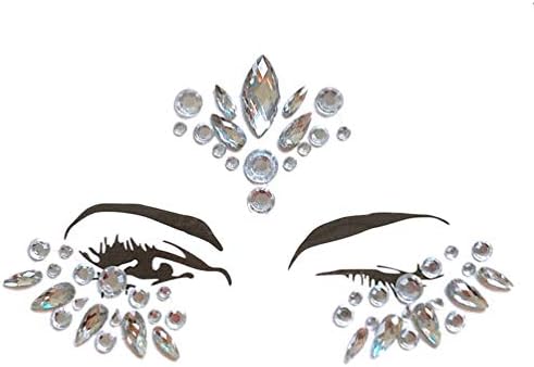 LINNUO Face Jewels Rhinestone Body Stickers Face Hair Glitter Stickers Festival Temporary Tattoo DIY Makeup Crystals for Rave Party