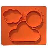One-piece silicone placemat + plate for kids. No spill 3 Large sections for solids & liquids. Orange