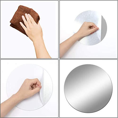 DARENYI 10 Pcs Round Mirror 15cm Mirror Tiles Self Adhesive Mirror Acrylic Small Mirror Wall Mirror Stick on Mirror for Home Living Room Bedroom Decor