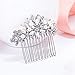 EVER FAITH Wedding Hair Accessories Austrian Crystal Cream Simulated Pearl Bridal Bride Leaf Flowers Side Comb Clear Silver-Tone