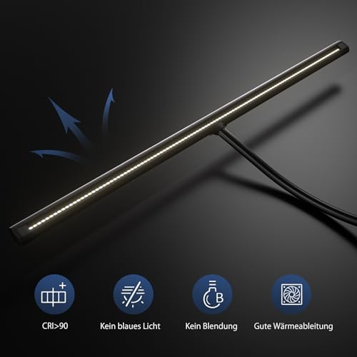 EYOCEAN LED Desk Lamp with Remote Control, 24W 80cm, Dimmable Monitor Lamp, Daylight Lamp for Office Workers