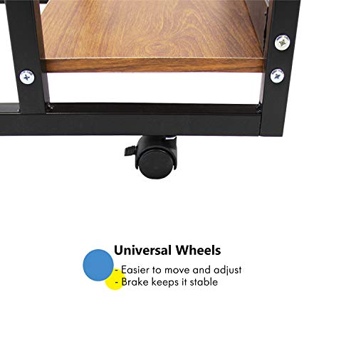 Jerry & Maggie - Movable Desk Office Home Desk Laptop Desk Lapdesk with 4 Wheels Flexible Wooden Stand Desk Cart Tray Side Table for Bed - Black & Natural Wood Tone - Thumbnail 4