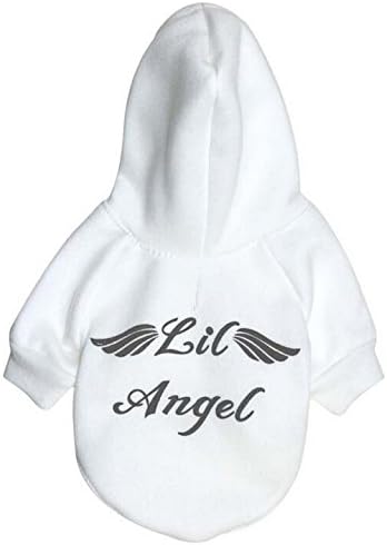 Pet Costumes,Dog Hoodie Clothes Pet Apparel Shirt Puppy Cotton Outfit Clothing for Small Dog,Angel Printed,White Color,Medium Size