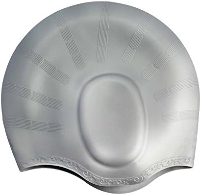 YJWB Non-toxic tasteless durable High elasticity Waterproof Dry hair Oversized Silicone swimming cap Unisex children Adult Curly hair Long hair (gray)