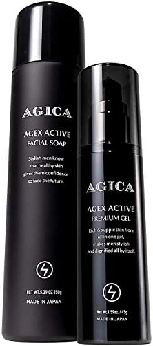 AGICA ( アジカ ) 男性用 炭酸泡洗顔 & オールインワン美容液 【 メンズ スキンケアセット 】 日本製