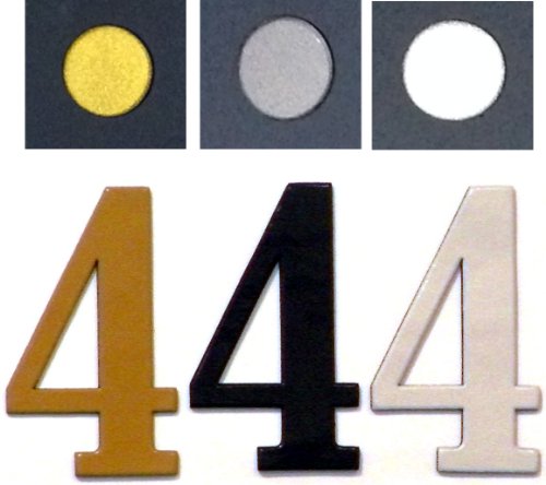Fancy White Reflective Mailbox or House Number - 4 - Size 2" - (select size (2",3",4",5" or 6") and digit (0-9) in dropdown menus) - Thick, Die-cut PVC