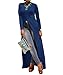 Womens Sexy High Front Split Long Sleeve Crewneck Clubwear Cocktail Maxi Dress Blue XL