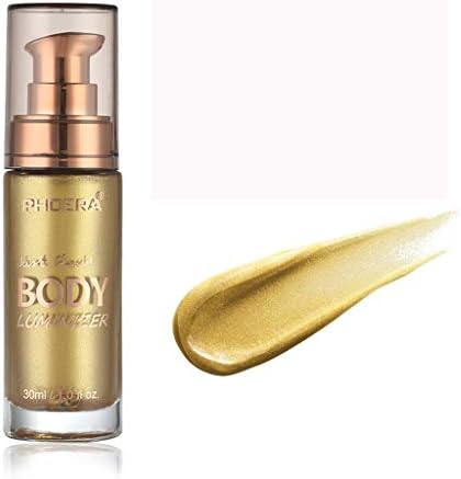 Foundation Liquid,PHOERA Concealer Full Coverage Face Smooth Setting Foundation,Body Shimmer Make Up Liquid Brighten Liquid Foundation by fasloyu (Metallic Gold)