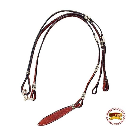 HILASON-NEW-WESTERN-RAWHIDE-BRAIDED-LEATHER-SHOW-ROMMEL-ROMEL-ROMAL-REINS-HORSE