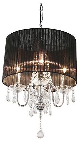 Beaumont 4 Light Chandelier, Glass, Black