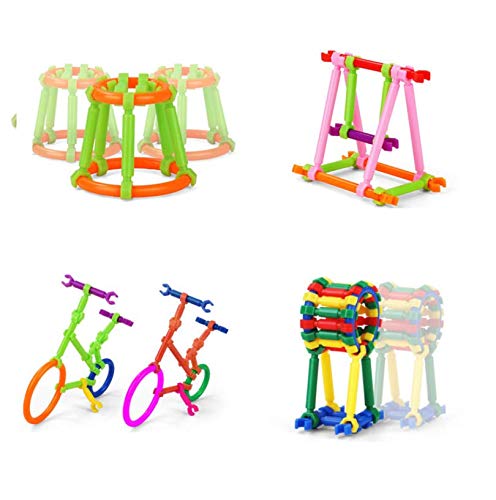 Auch 500pcs Construction Building Blocks Set Learning STEM Toy Children DIY Interlocking Magic Sticks 3D Geometry Shapes Educational Stacking Puzzle Toys with Storage Box for Boys Girls - Thumbnail 3