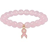 COLORFUL BLING Pink Ribbon Breast Cancer Awareness Crystal Beaded Bracelets Hope Faith Breast Cancer Survivor Support Bracelets for Women
