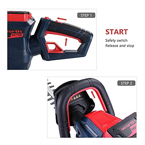 Worth 84V Battery Hedge Trimmer Cordless, 24" Power Hedge Trimmers with
