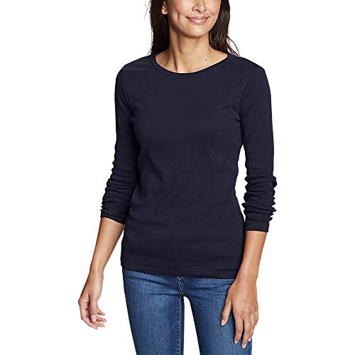 Eddie Bauer Women's Favorite Long-Sleeve Crewneck T-Shirt, Atlantic Regular XS R