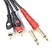 BOTEEN-Dual 1/4 inch 2 x 6.35mm TS Mono Male Jack to Dual RCA Male Audio Cable,for Phono Microphone Mic Mixer Amplifier,RCA Audio Wire Cords, Interconnect Cable(1.5M/5FT)