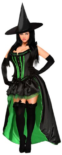 Daisy Corsets Women's 5 Piece Sexy Wicked Witch Costume, Black, 2X