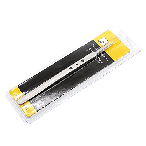 E.Durable Very Fine Tip Tweezers - Straight Tapered Ultra Fine Point Professional Micro Precision Tweezers, Stainless Steel (Model 1)