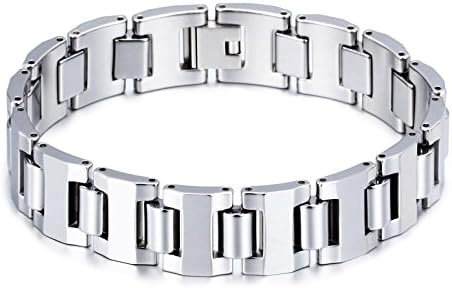 LOPEZ KENT Vintage Mens Tungsten Silver Link Bracelet