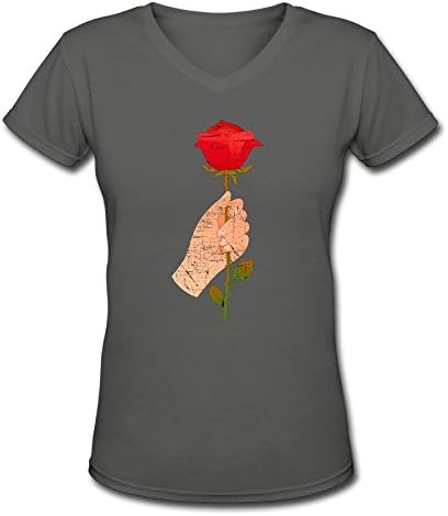 FITaway Hand Holding Red Rose Illustration Gift Design T-Shirt For Women's