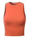 Doublju Women Sleeveless Half Turtleneck Tight T-Shirts