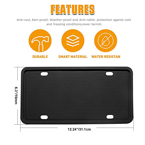 Cadaleem License Plate Frame, Black License Plate Frame, Silicone License Plate Frame with Rust-Proof, Rattle-Proof, Weather-Proof - Thumbnail 3