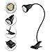 LED Desk Lamp, Powstro 3W Eye-Care Flexible Adjustable Gooseneck Table Lamp ,Clip on Bed headboard,Living Room,Cool White (Cool White)