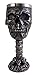 Metallic Finish Grinning Skull Wine Goblet with Stainless Steel Liner, 5 Ounce