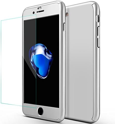 iphone 7 Plus Case,Iphone 8 Plus Case,sxxissky Ultra-thin 360 Full Body Coverage with[Tempered Glass Screen Protector]Protective Case Cover for Apple iPhone 7 Plus/Iphone 8 Plus 5.5''(Silver)