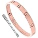 Stainless Steel Screw Head Bangle Bracelet for Women Oval Rose Gold 7mm wide, fits 6.5 - 8 inch wrists