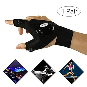 Weimoli 1 Paire Led Flash Light Gants Gants De Pêche Rougeoyants Sports De Plein Air Gants Lumineux Gants De Pêche En Plein Air Gants De Travail Pour Le Camping Randonnée (noir-sans Batterie)