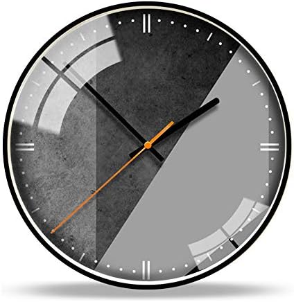 Jiaquhome Art Wall Clock Silent Metal Material Watch Frame Wall Clock Modern Simple Personality Watch Study Living Room Decoration Table,Grey J,14 inches