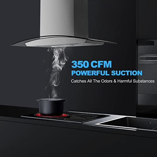 30 Inch Island Range Hood, thermomate 350 CFM Stainless Steel Stove