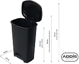 Addis Eco 50 Litre Plastic Pedal Bin All Black Recycled UK Made view 4