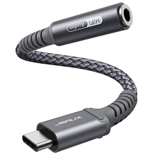 JSAUX USB C to 3.5mm Headphone Adapter, Type C to 3.5mm Aux Audio Cable Adaptor with HiFi DAC Chip Compatible with Samsung Galaxy S21 5G/S20/S20+/S10,Note 20/10/9,Pixel 4 3 2 XL-Grey