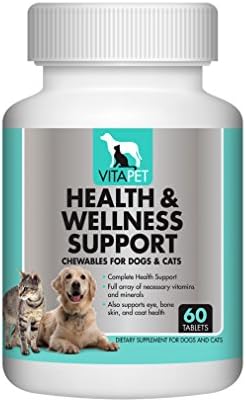 Atrafen VitaPet Health & Wellness Support Chewables for Dogs & Cats. Supports Complete Overall Health Including Eye, Bone, Skin and Coat Health. 60 Tablets.