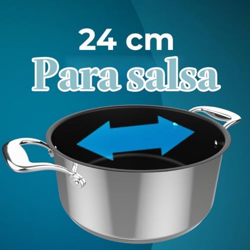 Cecotec olla polka classy 24 pote de aço. diâmetro 24 cm, capacidade 4 l, aço inoxidável 18/10, revestimento antiaderente, cabos rebitados, tampa de vidro, adequado para todos os tipos de cozinhas