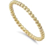 Pierced Owl 925 Sterling Silver 2mm Beaded Stacking Ring