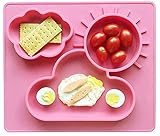 Baby Placemat and Bib, Food Grade Silicone Baby Suction Plate, Non-Slip (Pink)…