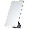 NEZZOE Rectangular Makeup Mirror, 12 Inch Metal Desk Mirror, Table Mirror with Stand, Vanity Mirror for Counter, Bedroom, Bathroom, Dorm