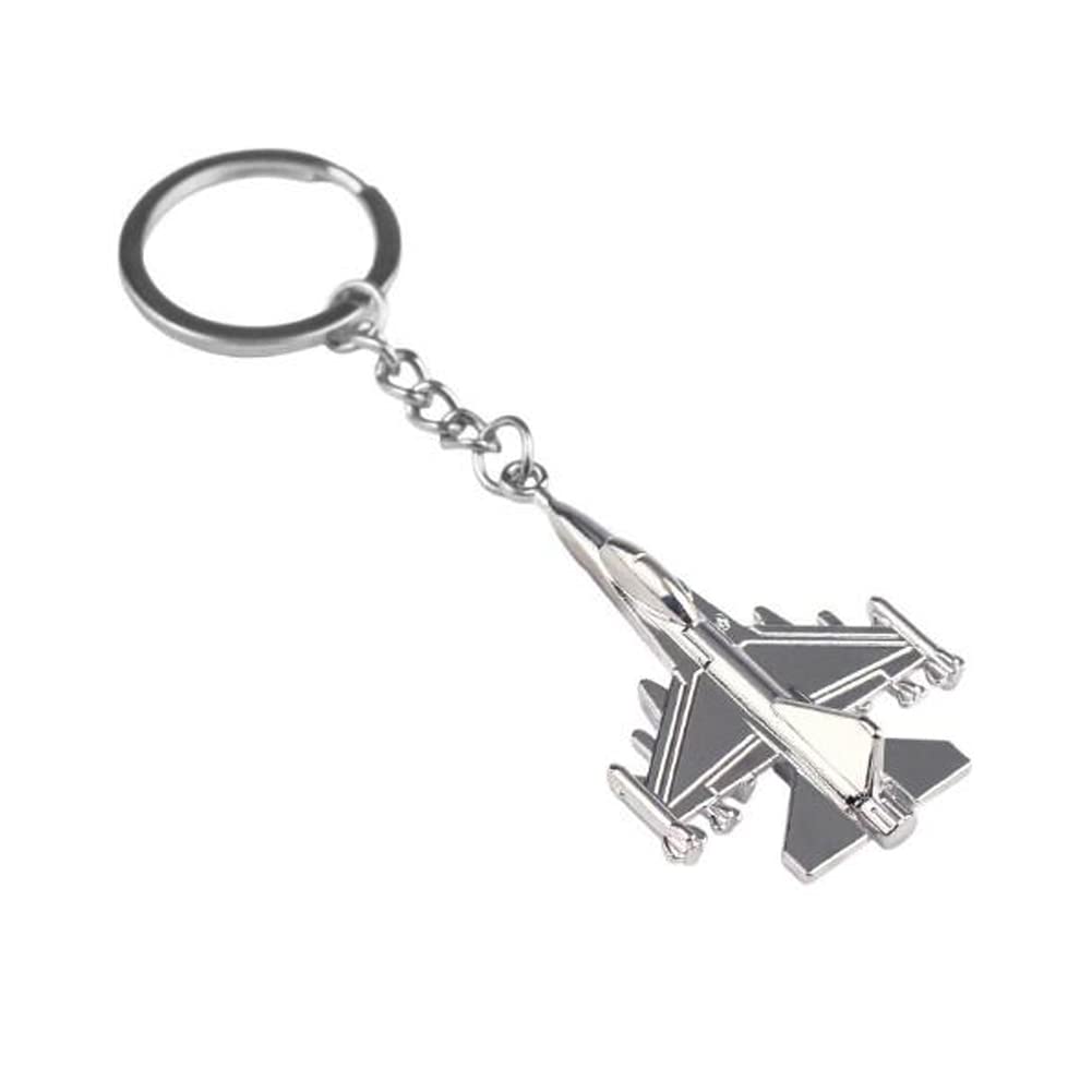 ARFUKA Keyring Fighter Aircraft Pendant Keyring Metal Unisex Key Organizer Holder Funny Keychain Birthday Christmas Wedding Valentine's Day Gift for Men and Women Silver