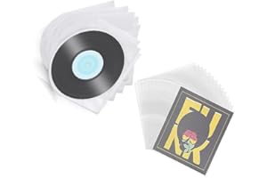 Quhoxdye 50 Pack Vinyl Record Inner Sleeves –25x Inner + 25x Outer Round Bottom Plastic Sleeves for EP/LP Records, Semi-Trans